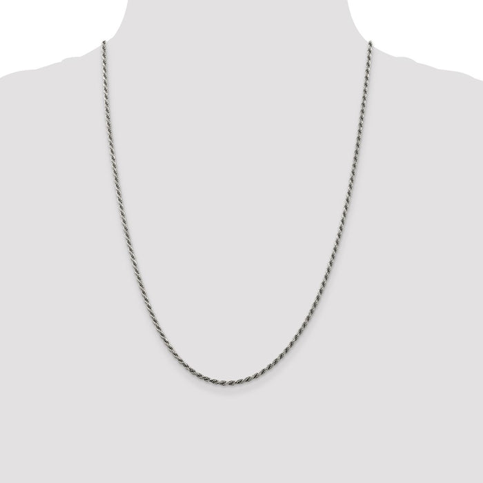 High-Quality Rhodium-Plated 2.25mm Sterling Silver Diamond-Cut Rope Chain-4