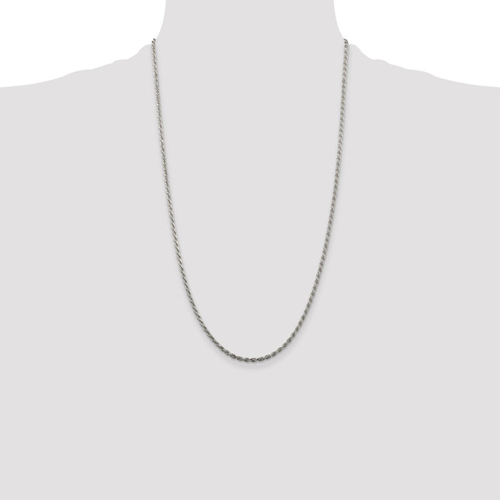 Exclusive Rhodium-Plated Sterling Silver 2.25mm Diamond-Cut Chain - Affordable Luxury-4