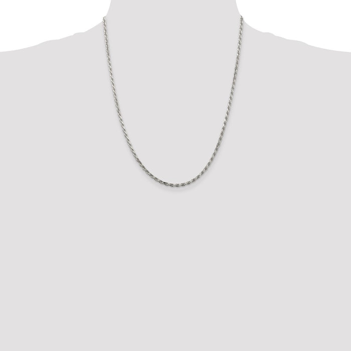 Buy Stylish 2.5mm Sterling Silver Diamond-Cut Rope Chain with 4-Inch Extension-4