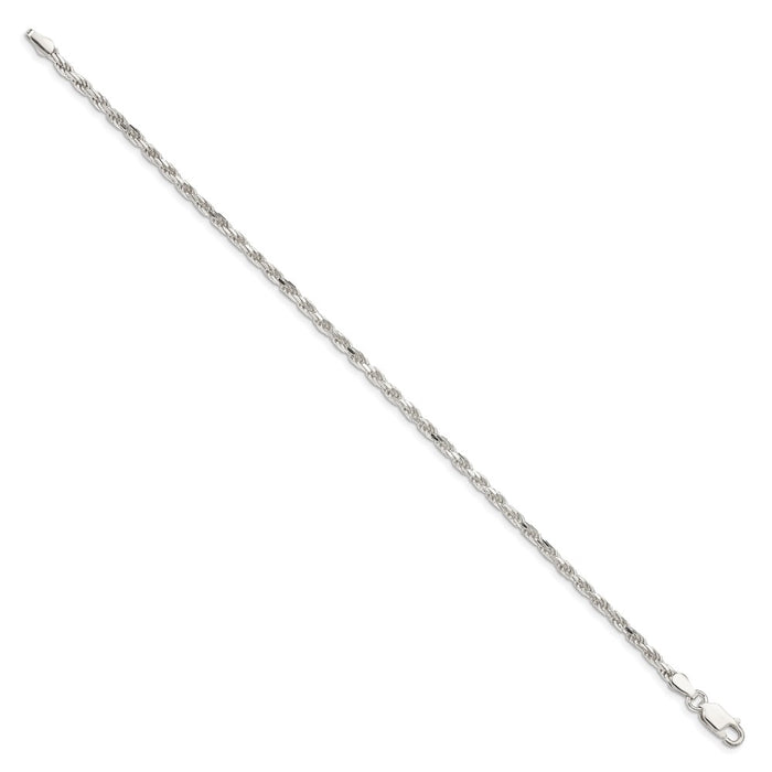 Buy Stylish 2.5mm Diamond-Cut Rope Chain Anklet in Sterling Silver-2