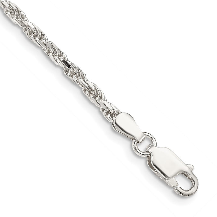 Buy Stylish 2.5mm Diamond-Cut Rope Chain Anklet in Sterling Silver-1