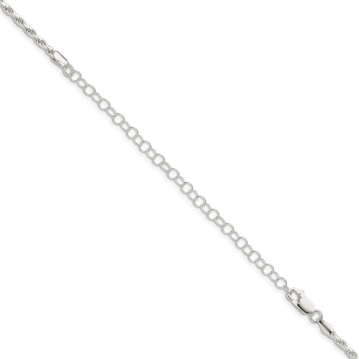 Buy Stylish 2.5mm Sterling Silver Diamond-Cut Rope Chain with 4-Inch Extension-3