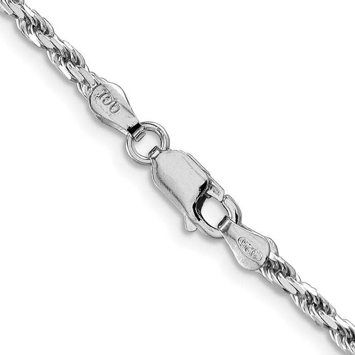 Buy Stylish Rhodium-Plated 2.5mm Diamond-Cut Rope Chain in Sterling Silver-3