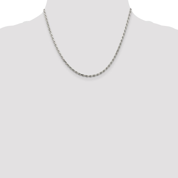 Buy Stylish 2.5mm Rhodium-Plated Diamond-Cut Rope Chain in Sterling Silver-4