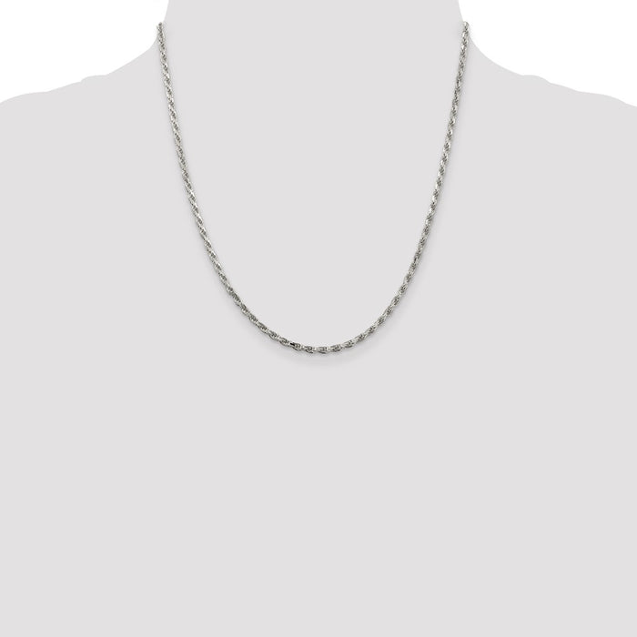 Buy Stylish 2.5mm Diamond-Cut Rope Chain in Rhodium-Plated Sterling Silver-4
