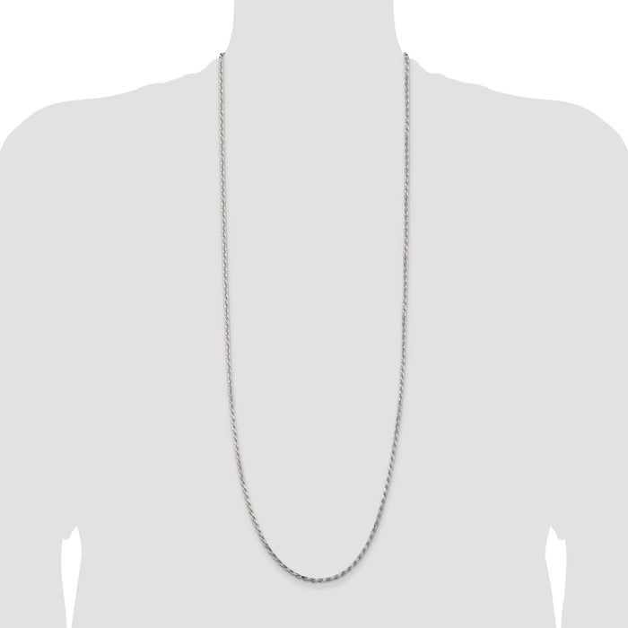 Buy Stylish Rhodium-Plated 2.5mm Diamond-Cut Rope Chain in Sterling Silver-4