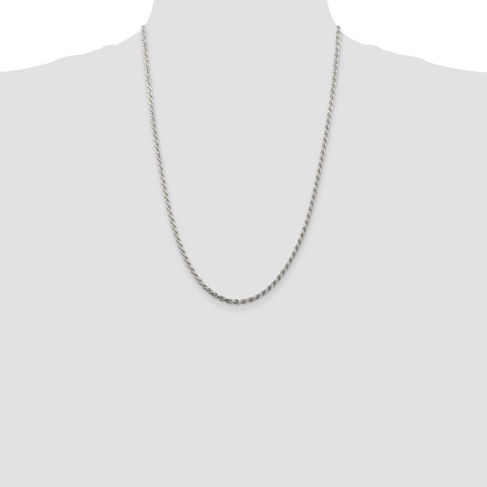 Buy Exclusive 2.75mm Diamond-Cut Rope Chain in Sterling Silver - Affordable Luxury-4