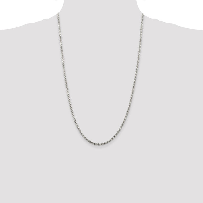 Buy 2.75mm Diamond-Cut Rope Chain in Stylish Sterling Silver - Affordable Luxury-4