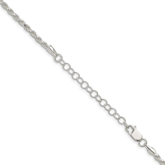 Buy High-Quality 2.75mm Diamond-Cut Sterling Silver Rope Chain | Affordable Value-3