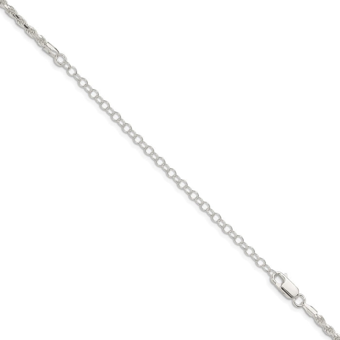 Exclusive 2.75mm Sterling Silver Diamond-Cut Rope Chain with 4-Inch Extension-3