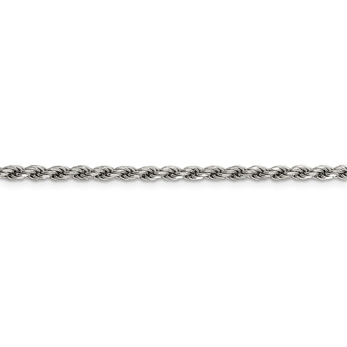High-quality Rhodium-Plated Sterling Silver 2.75mm Diamond-Cut Rope Chain-3