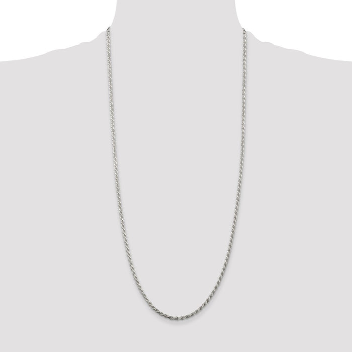 Buy Stylish 2.75mm Rhodium-Plated Sterling Silver Diamond-Cut Rope Chain-4