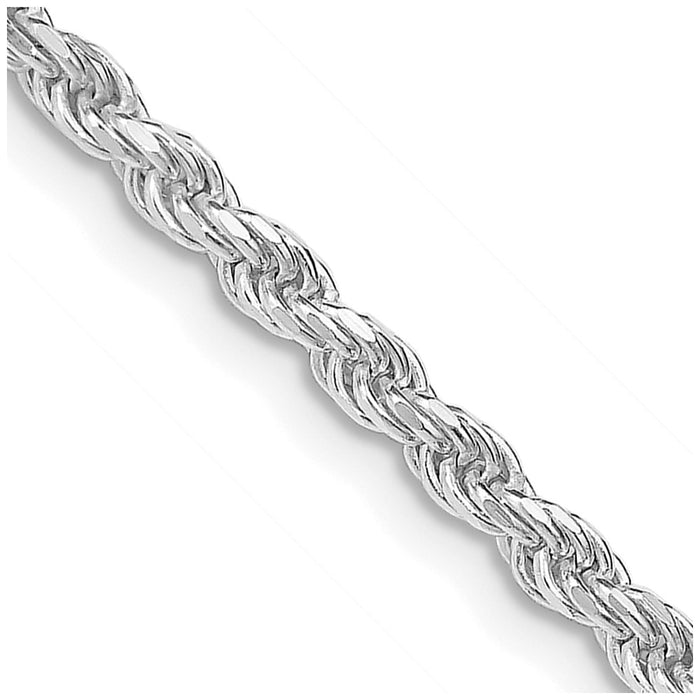 High-quality Rhodium-Plated Sterling Silver 2.75mm Diamond-Cut Rope Chain-1