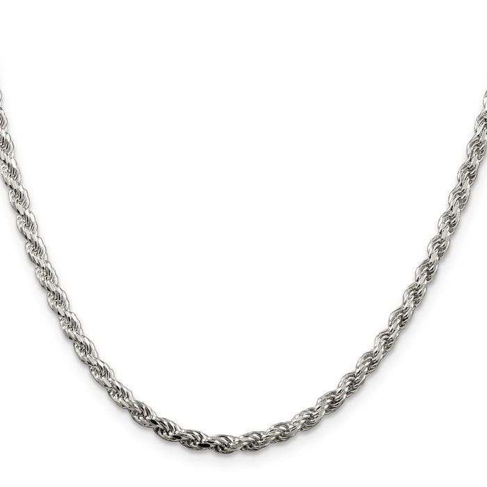 High-Quality 3.2mm Diamond-Cut Rope Chain in Sterling Silver - Stylish Value!-2