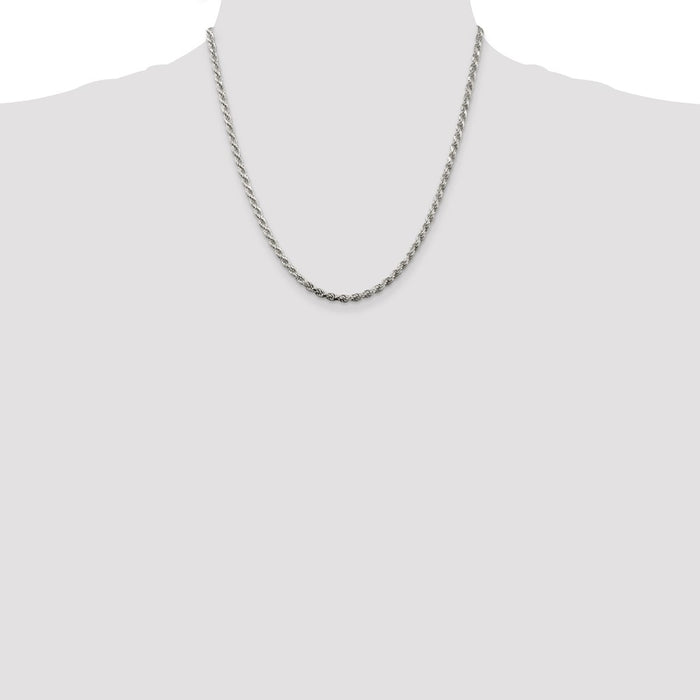 Buy Stylish 3.2mm Diamond-Cut Rope Chain in Sterling Silver - Affordable Luxury-4