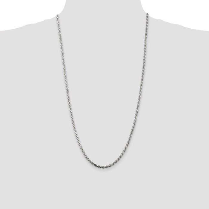 High-Quality 3.2mm Diamond-Cut Rope Chain in Sterling Silver - Stylish Value!-4