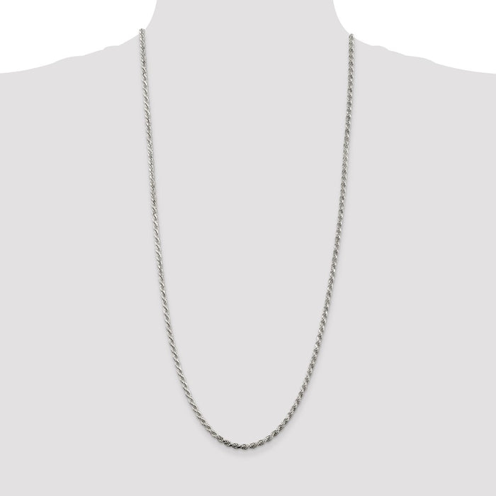 Buy Stylish 3.2mm Diamond-Cut Rope Chain in Sterling Silver - Affordable Luxury-4