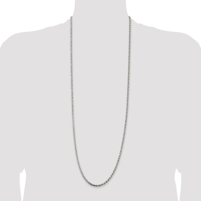 Buy Stylish 3.2mm Diamond-Cut Rope Chain in Sterling Silver - Affordable Luxury-4