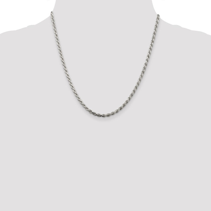 Exclusive Rhodium-Plated Sterling Silver 3.2mm Diamond-Cut Rope Chain-4