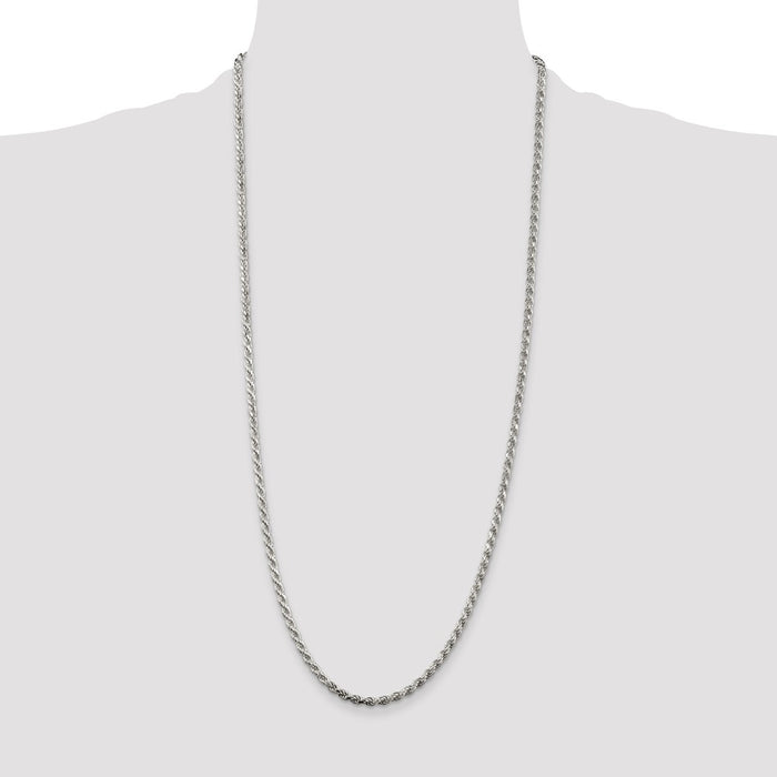 Exclusive Rhodium-Plated Sterling Silver 3.2mm Diamond-Cut Rope Chain-4