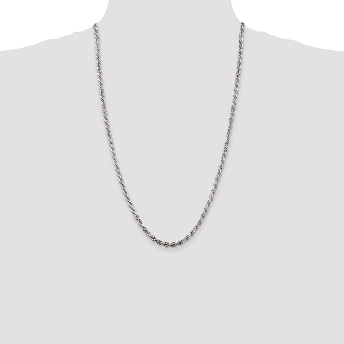 Buy Stylish 3.75mm Diamond-Cut Rope Chain in Sterling Silver - Luxury Value!-4