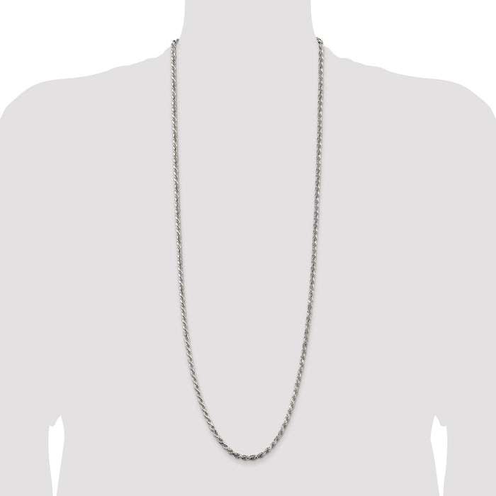 Buy Stylish 3.75mm Diamond-Cut Rope Chain in Sterling Silver - Affordable Luxury-4
