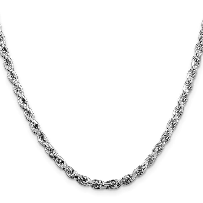 Buy Exclusive Rhodium-Plated Sterling Silver 3.75mm Diamond-Cut Rope Chain-2