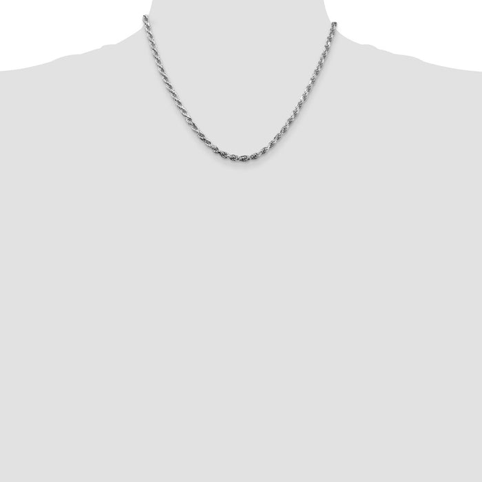 Buy Stylish Rhodium-Plated Sterling Silver 3.75mm Diamond-Cut Rope Chain-4