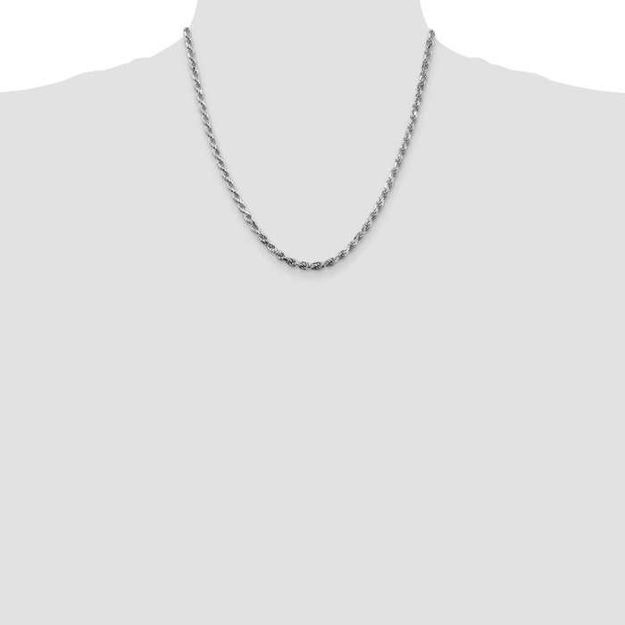 High-Quality Rhodium-Plated Sterling Silver 3.75mm Diamond-Cut Rope Chain - Stylish Value-4