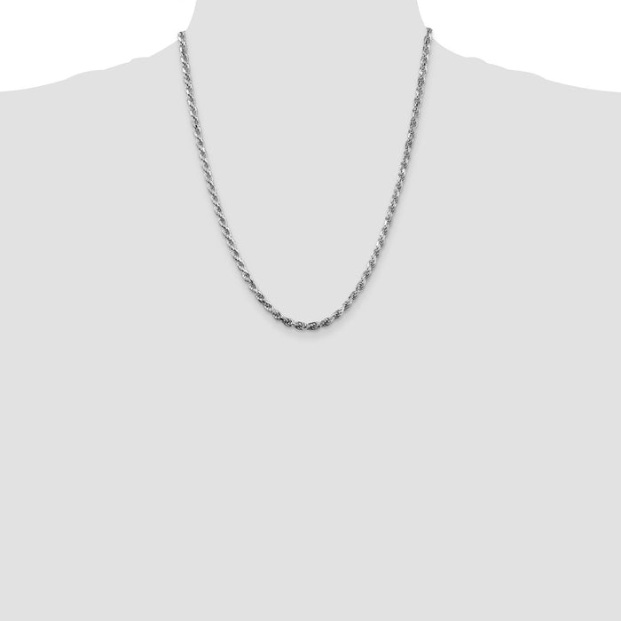 Buy Exclusive Rhodium-Plated Sterling Silver 3.75mm Diamond-Cut Rope Chain-4