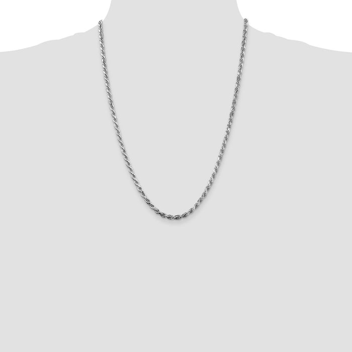 Buy Stylish 3.75mm Rhodium-Plated Sterling Silver Diamond-Cut Rope Chain-4