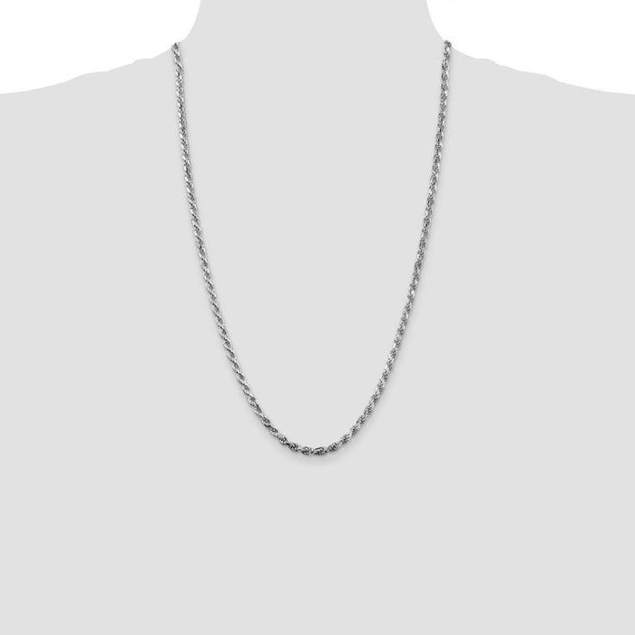 Buy Stylish 3.75mm Rhodium-Plated Sterling Silver Diamond-Cut Rope Chain-4
