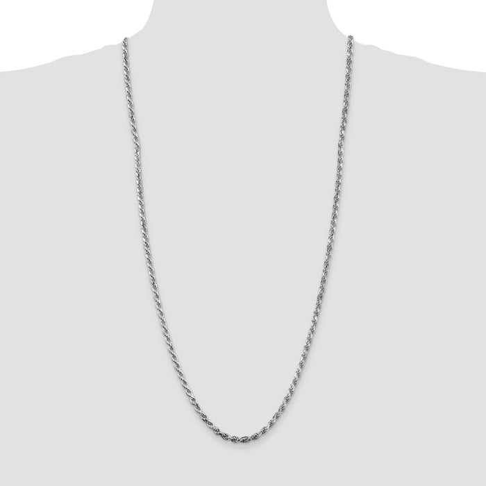 Buy Stylish Rhodium-Plated Sterling Silver 3.75mm Diamond-Cut Rope Chain-4