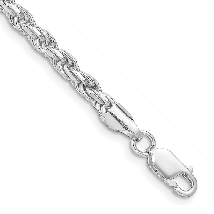 Buy Stylish Rhodium-Plated Sterling Silver 3.75mm Diamond-Cut Rope Chain-1