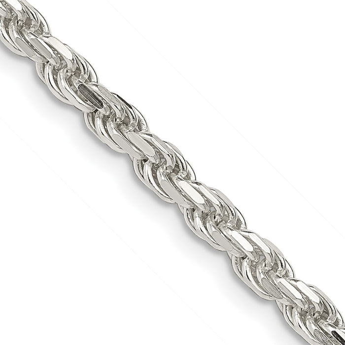 High-Quality 3.75mm Diamond-Cut Rope Chain in Sterling Silver - Stylish Value!-1