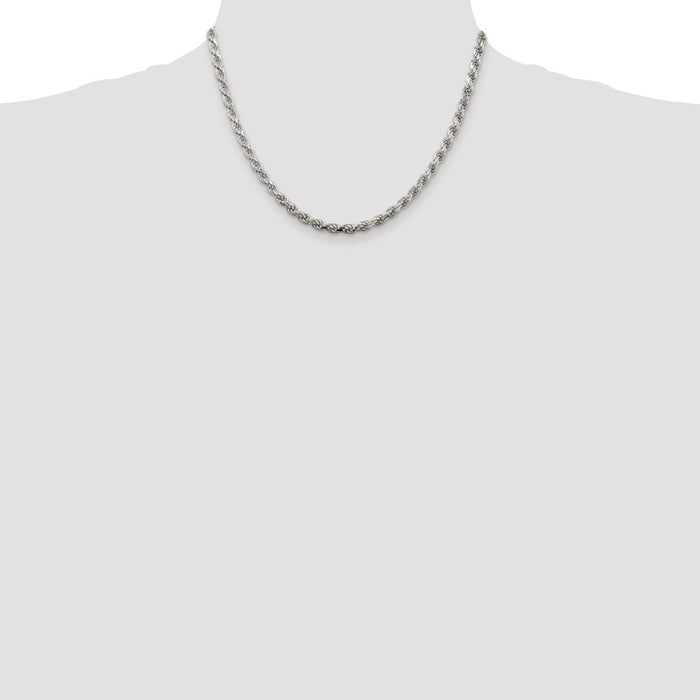 High-Quality 4.25mm Diamond-Cut Rope Chain in Sterling Silver - Stylish Value!-4