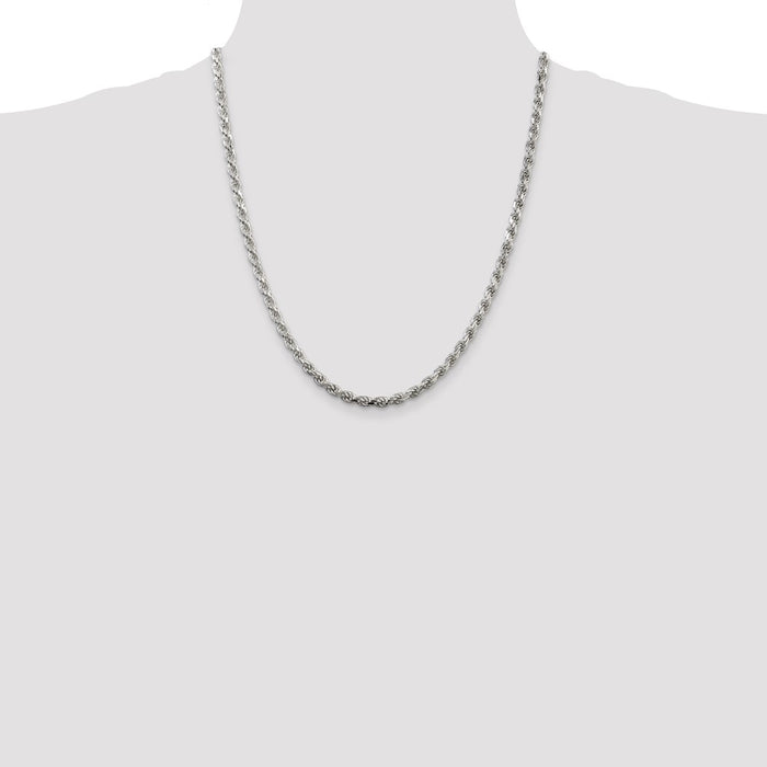 Buy High-Quality 4.25mm Diamond-Cut Rope Chain in Sterling Silver - Stylish Value-4