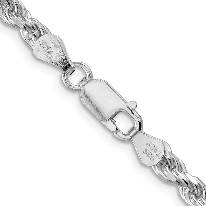 Buy Stylish Rhodium-Plated Sterling Silver Diamond-Cut Rope Chain 4.25mm-3