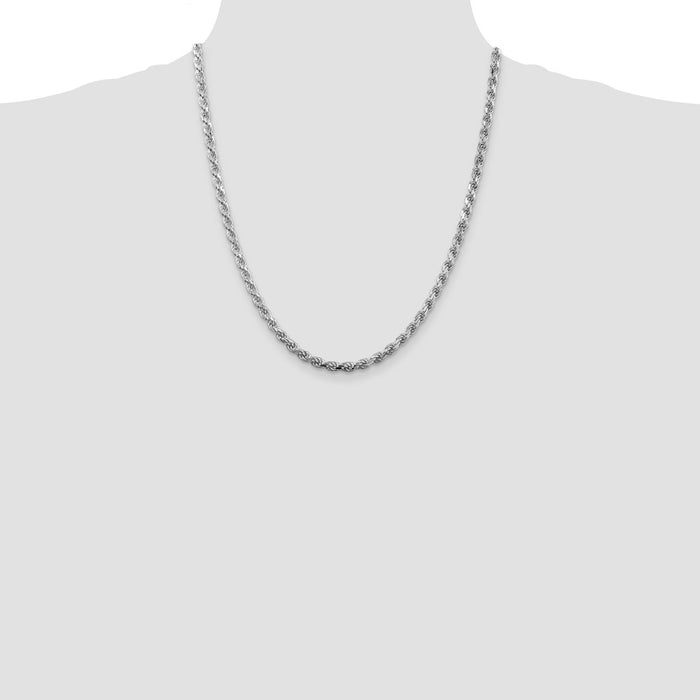 Buy Exclusive Rhodium-Plated Sterling Silver 4.25mm Diamond-Cut Rope Chain-4