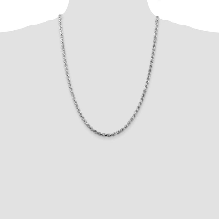 Buy Stylish Rhodium-Plated Sterling Silver Diamond-Cut Rope Chain 4.25mm-4