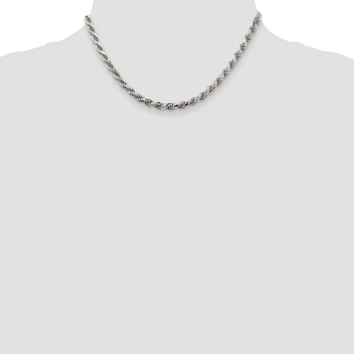 Exclusive 4.6mm Diamond-Cut Rope Chain in Sterling Silver - Stylish Value!-4