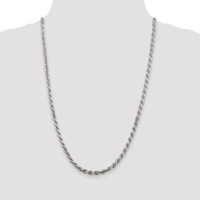 Buy Stylish Diamond-Cut Rope Chain - 4.6mm Thick, Sterling Silver Value!-4