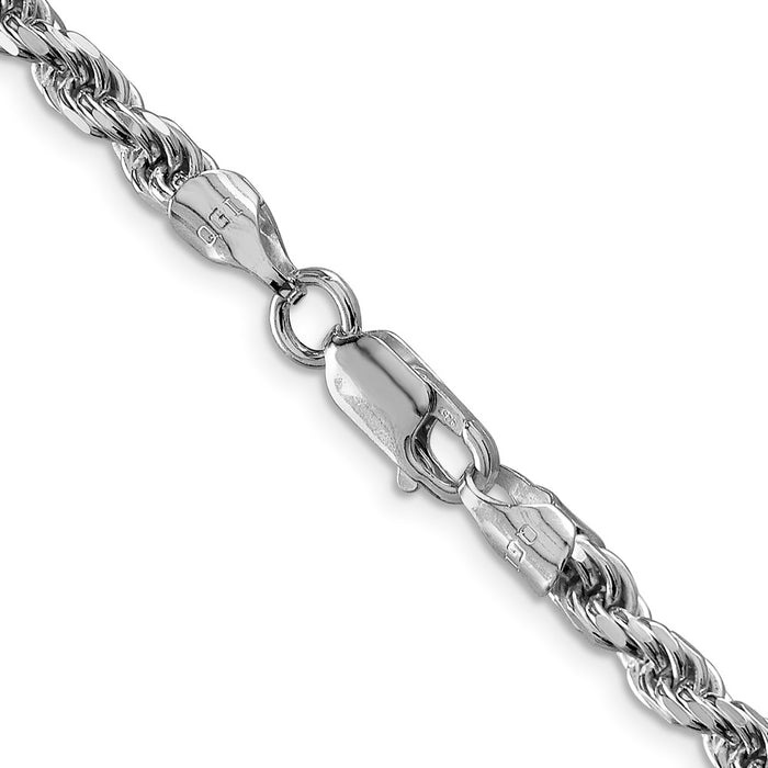 Buy Exclusive 4.6mm Diamond-Cut Rope Chain in Rhodium-Plated Sterling Silver - Stylish Value!-3