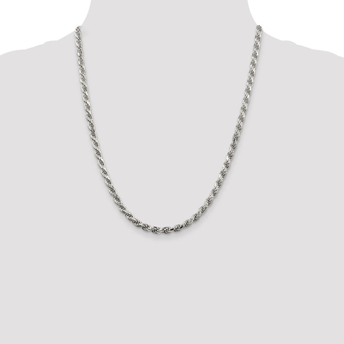 Buy Exclusive 4.6mm Diamond-Cut Rope Chain in Rhodium-Plated Sterling Silver - Stylish Value!-4