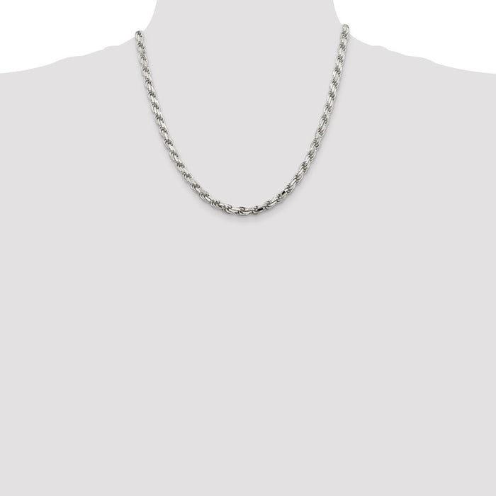 Buy Stylish 5.75mm Diamond-Cut Rope Chain in Sterling Silver - Luxury Value-4