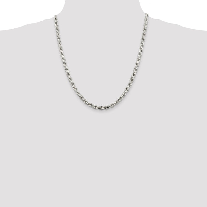 Buy Stylish 5.75mm Diamond-Cut Rope Chain in Sterling Silver - Luxury Value!-4