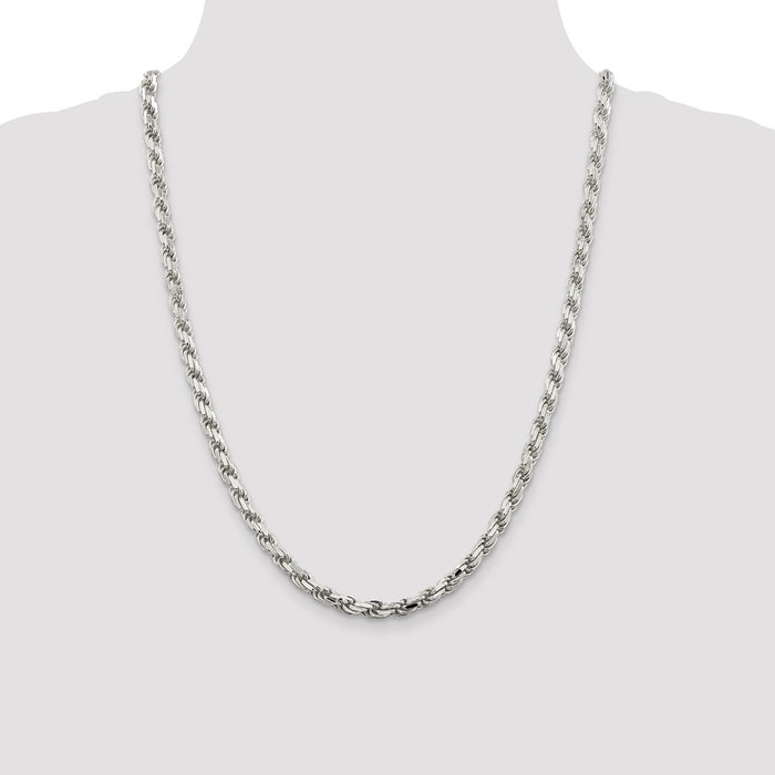 Buy Stylish Diamond-Cut Rope Chain in Sterling Silver - 5.75mm, Affordable Price-4
