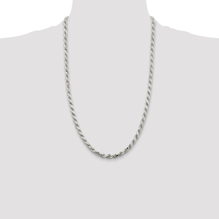Buy Exclusive Diamond-Cut Rope Chain - 5.75mm Sterling Silver, Stylish Value!-4