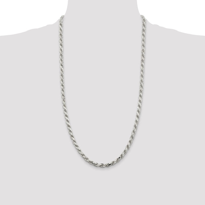 Buy Luxury Diamond-Cut Rope Chain in Sterling Silver - 5.75mm Width, Stylish!-4