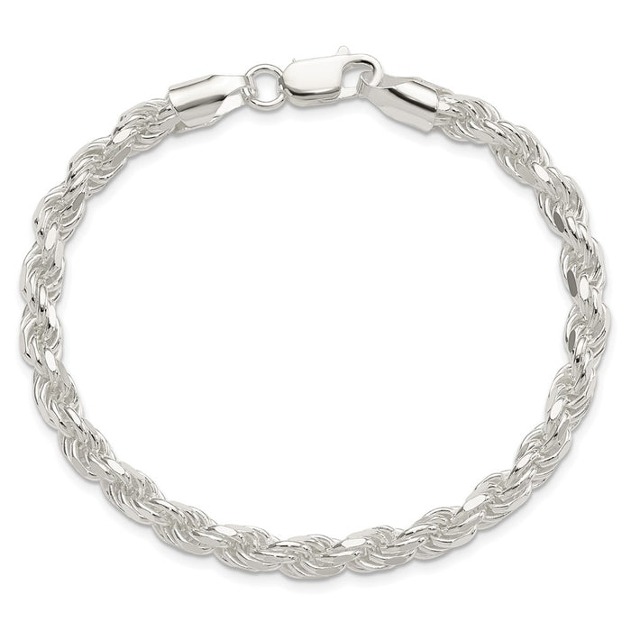 High-Quality 5.75mm Diamond-Cut Rope Chain in Sterling Silver - Stylish Value-2